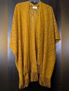 Riah Fashion Women’s Open-Knit Fringe Duster-Kimono Style Sweater Plus Size OS